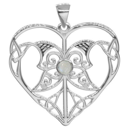 Colgante de Plata Corazón Mariposa con Piedra Luna