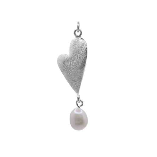 Colgante de Plata Corazón Satinado con Perla - DJOYAS