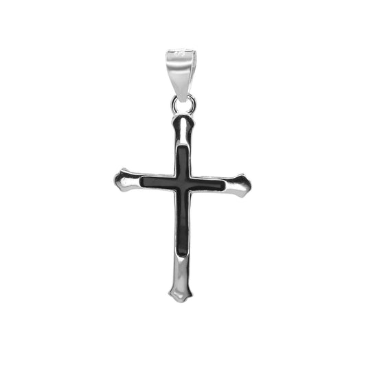 Colgante de Plata Cruz con Esmaltado Negro