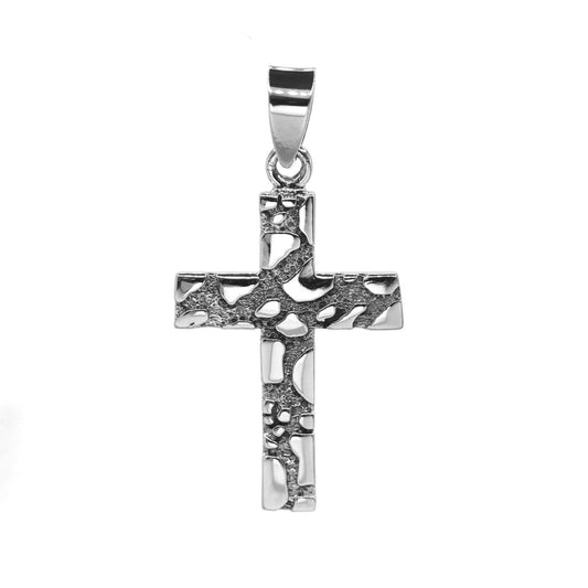 Colgante de Plata Cruz Relieves Craquelado