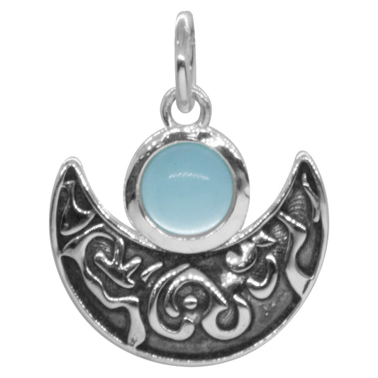 Colgante de plata de Luna con Piedra Calcedonia