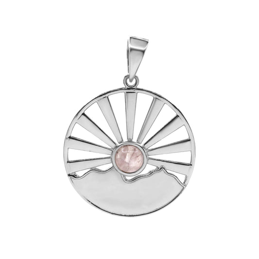 Colgante de Plata Destello Piedra Cuarzo Rosa
