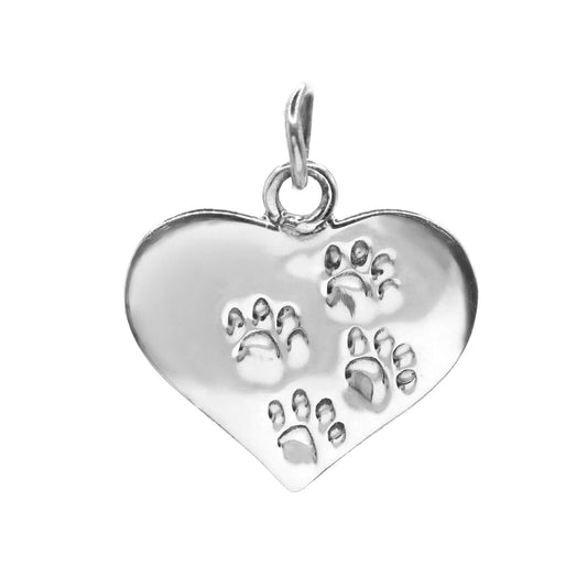 Colgante de Plata - Corazón con Huellas