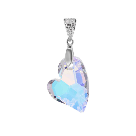 Colgante de Plata - Corazón Tornasol de Cristal Swarovki Elements