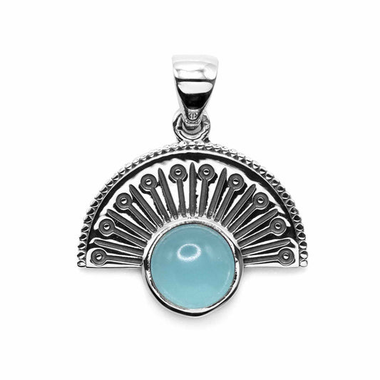 Colgante de Plata - Corona con Piedra Calcedonia