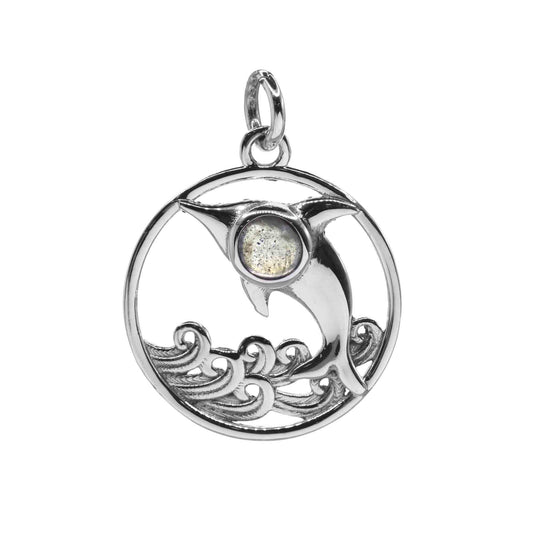 Colgante de Plata - Delfín con Piedra Labradorita