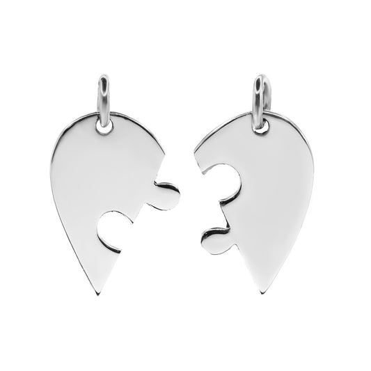 Colgante de Plata - Doble Corazón de Rompecabezas