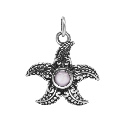 Colgante de Plata - Estrella de Mar con Cuarzo Rosa