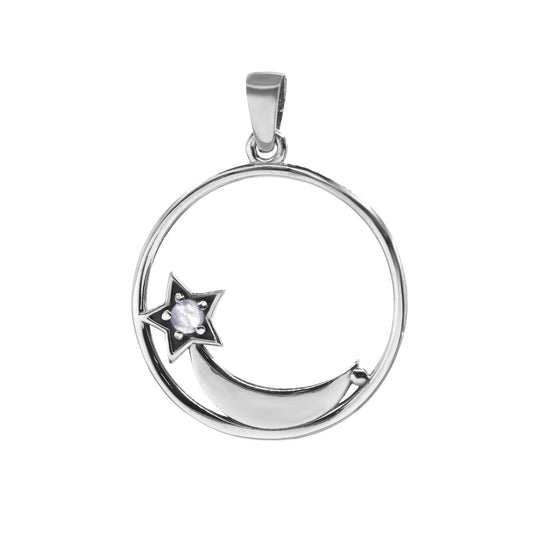 Colgante de Plata - Estrella Fugaz con Piedra Luna