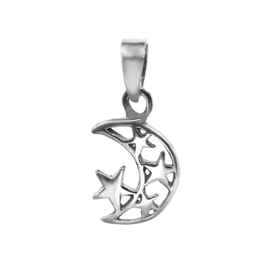 Colgante de Plata - Luna con Estrellas en su Interior