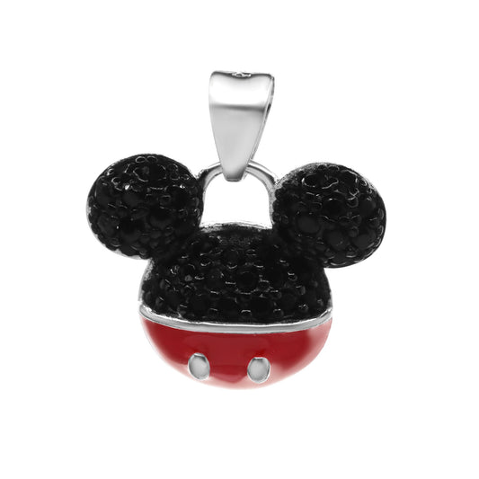 Colgante de Plata - Mickey Mouse Esmaltado y Circones Ónix