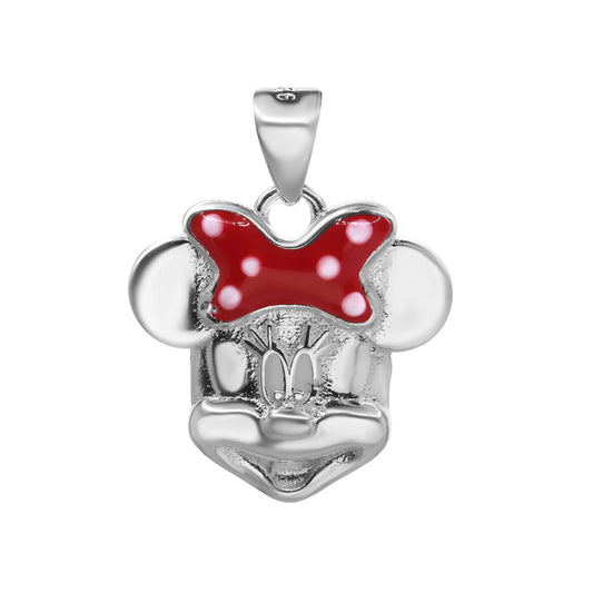 Colgante de Plata - Minnie Mouse con Esmaltado Rojo