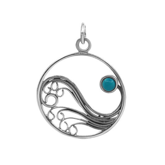 Colgante de Plata - Olas con Piedra Turquesa