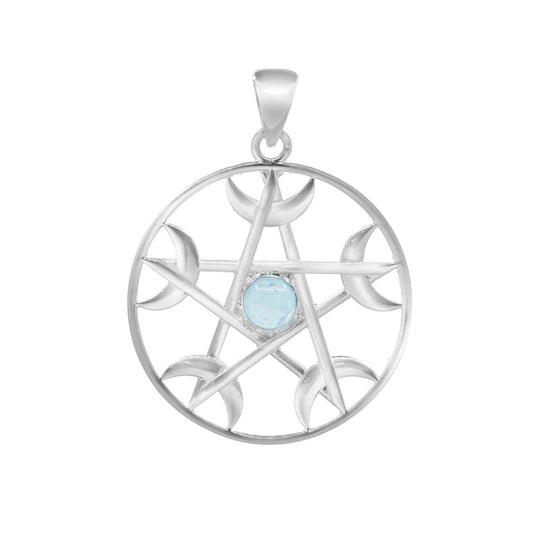 Colgante de Plata Estrella Celta con Piedra Calcedonia