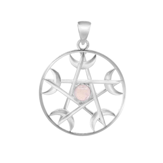 Colgante de Plata Estrella Celta con Piedra de Cuarzo Rosa