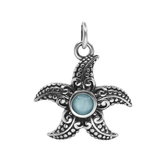 Colgante de Plata Estrella de Mar Piedra Calcedonia - DJOYAS