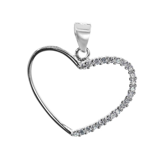 Colgante de Plata Figura Corazón con Circones en los Bordes