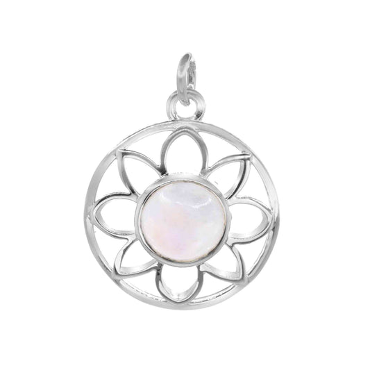 Colgante de Plata Figura Flor con Piedra Luna