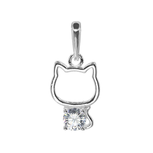 Colgante de Plata Figura Gato con Circón