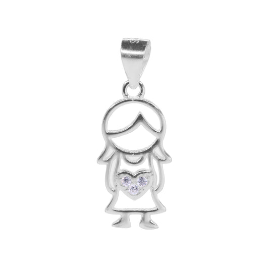 Colgante de Plata Figura Mamá con Corazón y Circones
