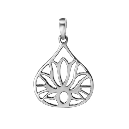 Colgante de Plata Gota Lisa Flor de Loto - DJOYAS