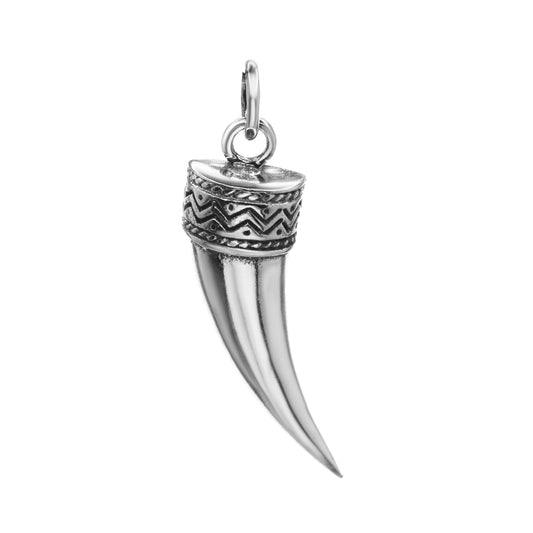 Colgante de Plata - Colmillo Con - en Borde Superior