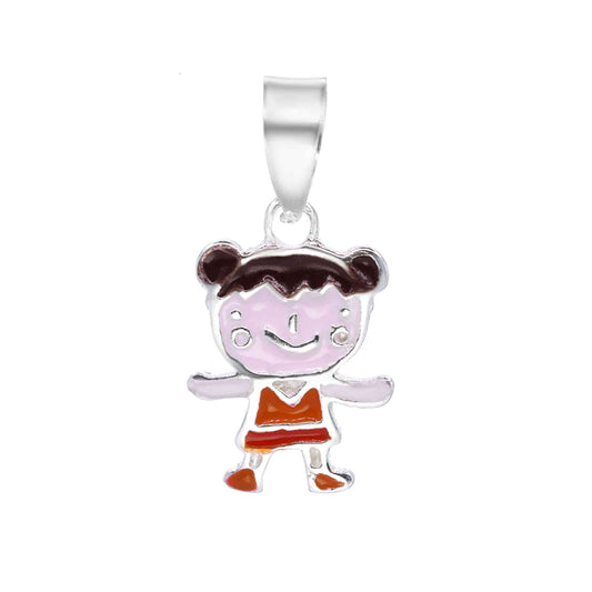 Colgante de Plata Niña Vestido Naranja