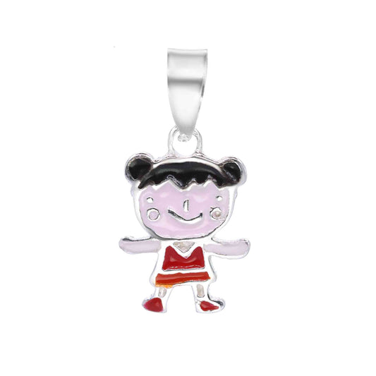 Colgante de Plata Niña Vestido Rojo