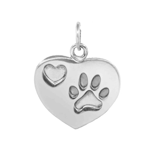 Colgante de Plata Placa Corazón Huella