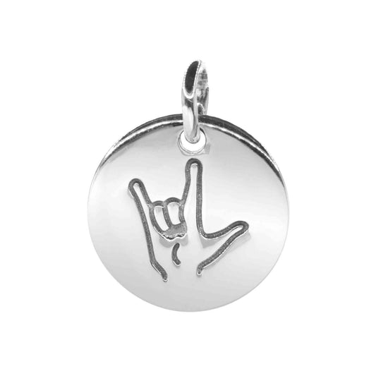 Colgante de Plata Placa de Seña "I LOVE YOU"