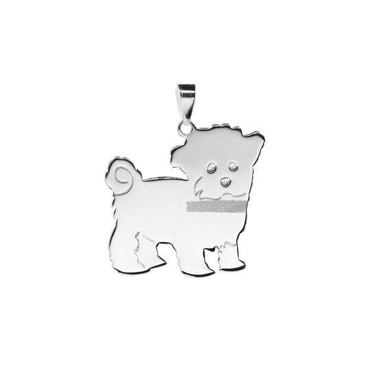 Colgante de Plata Placa Perro Maltes