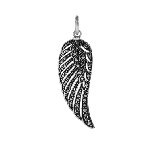 Colgante de Plata Pluma Acabado Envejecido