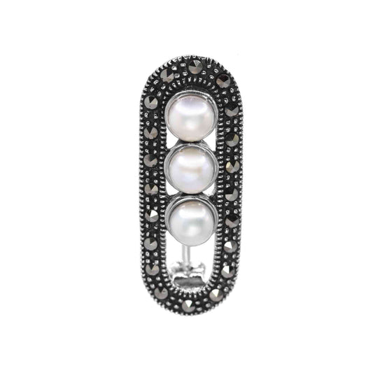 Colgante de Plata Prendedor Trio de Perlas y Marquesita - DJOYAS