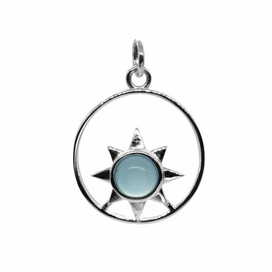 Colgante de Plata Sol con Piedra Calcedonia