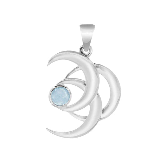Colgante de Plata Triple Luna con Calcedonia