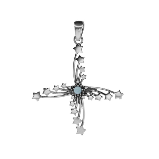 Colgante de Plata Vórtice Estrellas Con Piedra Calcedonia