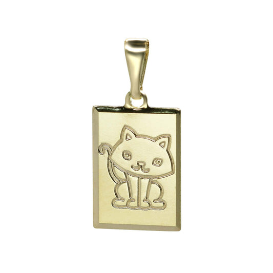 Colgante Enchapado en Oro Placa Gato