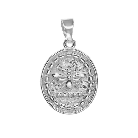 Colgante Enchapado en Plata - Medalla "Happy"