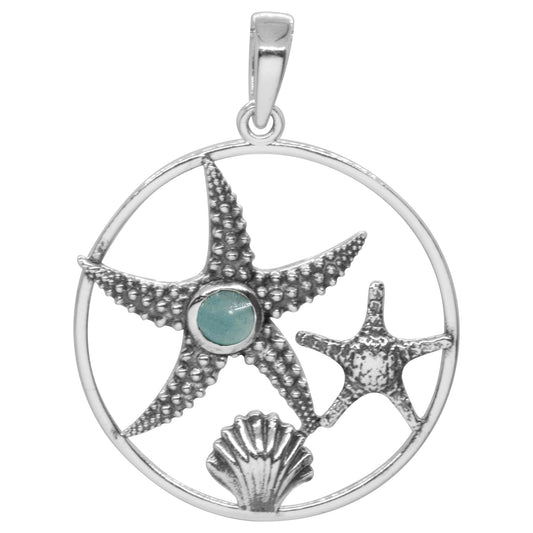 Colgante Estrellas de Mar con Piedra Calcedonia
