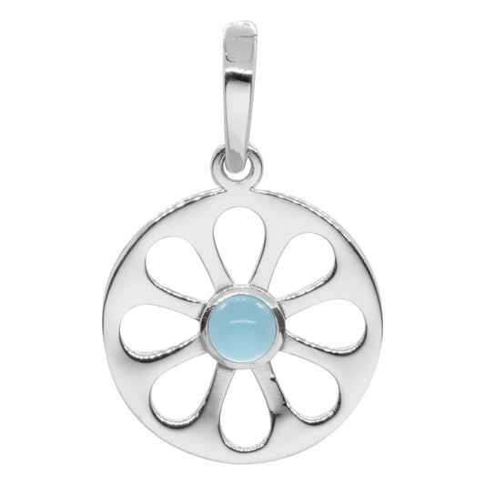 Colgante Flor de Placa con Piedra Calcedonia