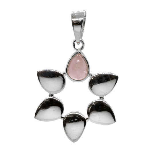 Colgante Pétalos Con Piedra Cuarzo Rosa