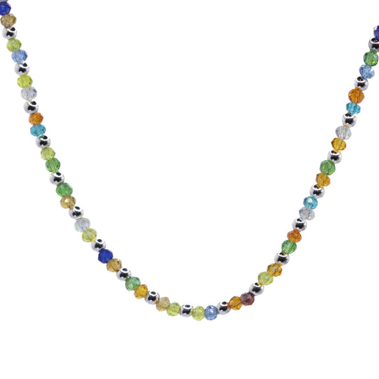 Collar de Plata Ágatas Colores con Esferas Lisas