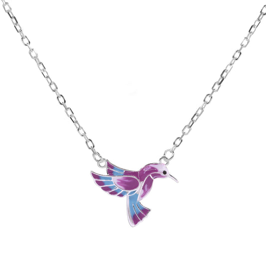 Collar de Plata Colibrí Esmaltado