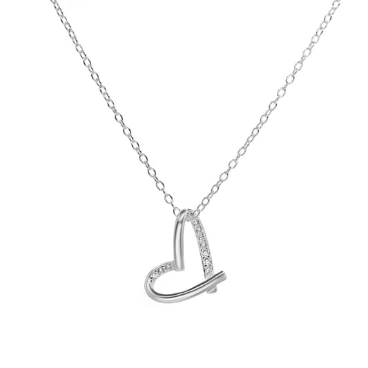 Collar de Plata Corazón con Pequeños Circones en los Bordes