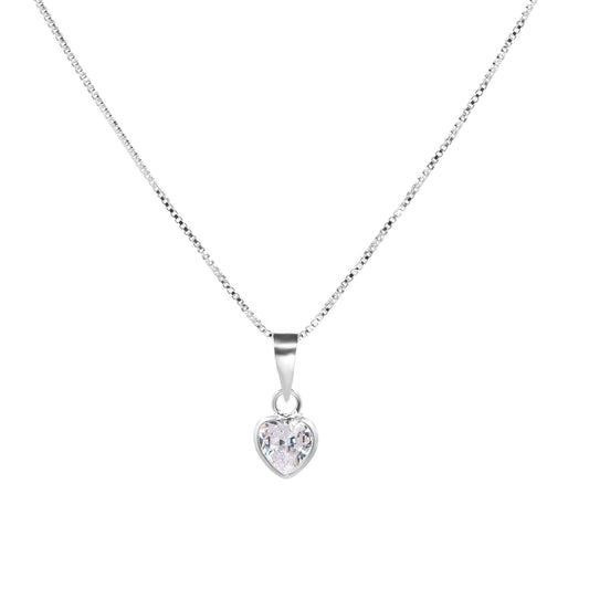 Collar de Plata Corazón de Circón 35 cm