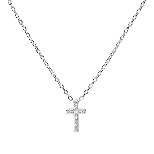 Collar de Plata Delicada Cruz con Circones