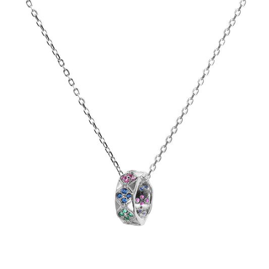 Collar de Plata - Anillo con Circones de Colores