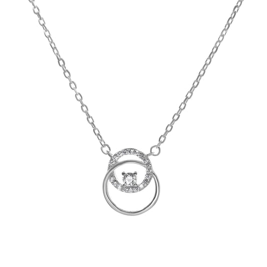Collar de Plata - Doble Argollas Lisa y Circones