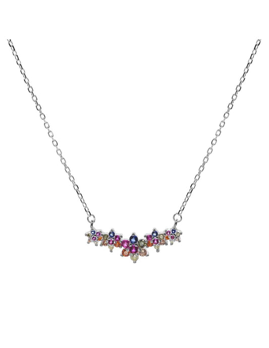 Collar de Plata - Flores de Colores Circón