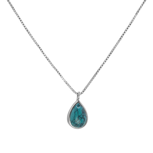 Collar de Plata - Gota con Piedra Turquesa